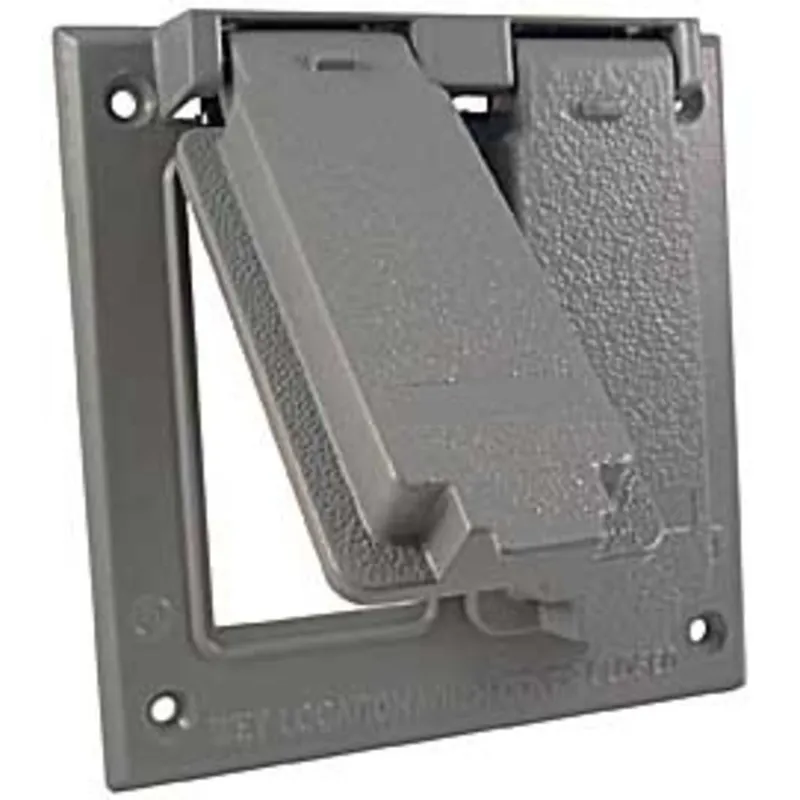 Weatherproof Cover, 2-Gang, (2) GFCI, Vertical, Aluminum, Gray