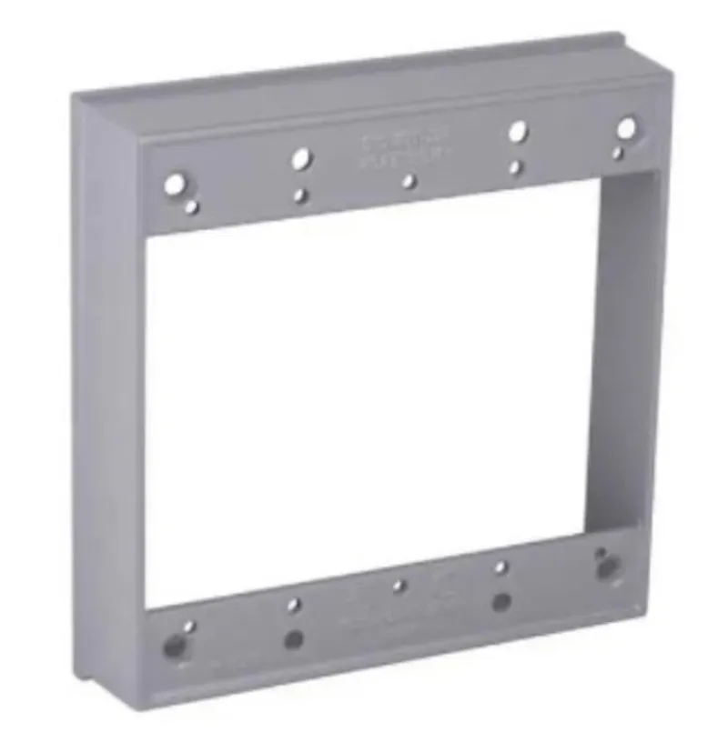 Weatherproof Box Extension, 2 Gang, No Outlets, 1-1/32" Deep, Aluminum Die Cast
