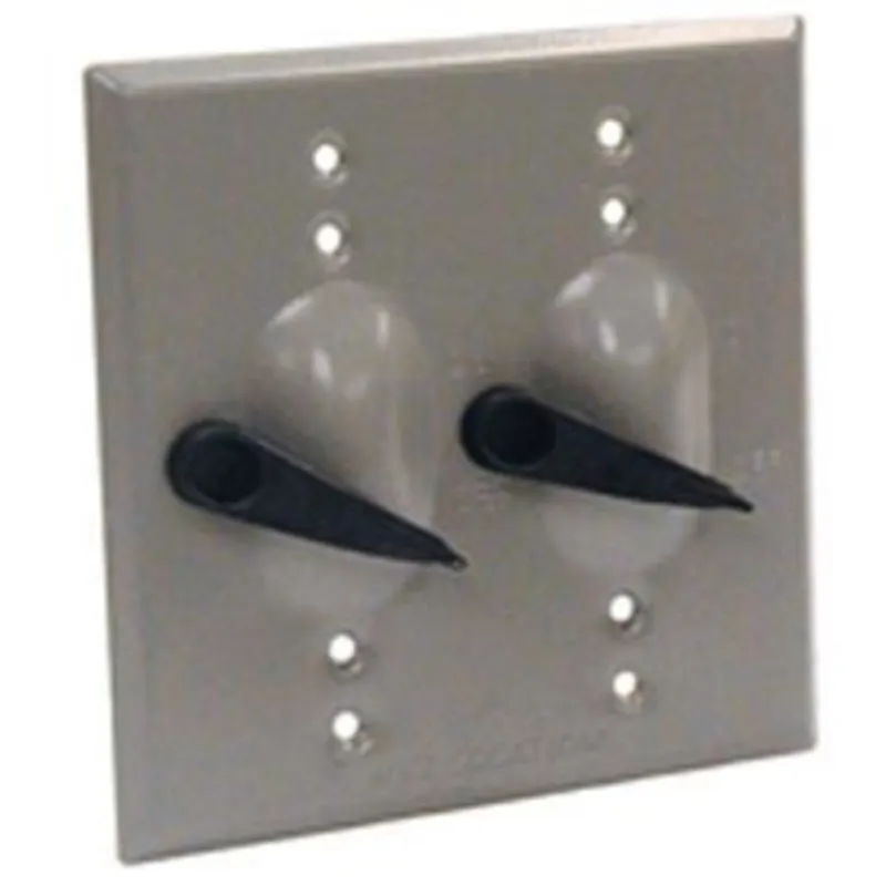 Weatherproof Cover, 2-Gang, (2) Toggle Switch, Vertical, Aluminum, Gray