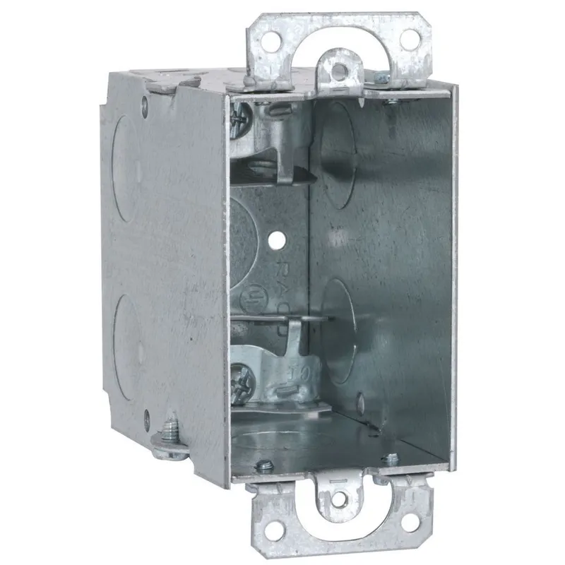 Switch Box, Gangable, 3-1/2" Deep, AC/MC/Flex Clamps, Ears
