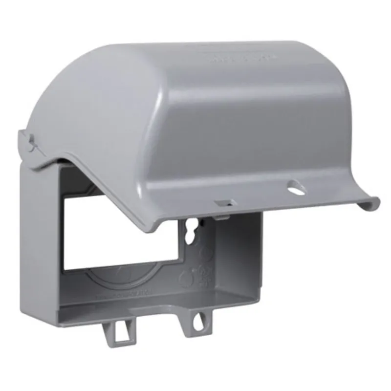 Weatherproof Cover, 1-Gang, Universal, Horizontal, Aluminum, Gray