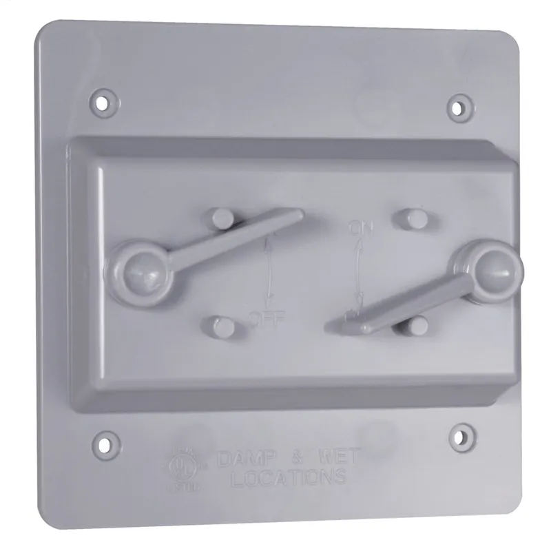 Weatherproof Cover, 2-Gang, (2) Toggle Switch, Vertical, Non-Metallic, Gray