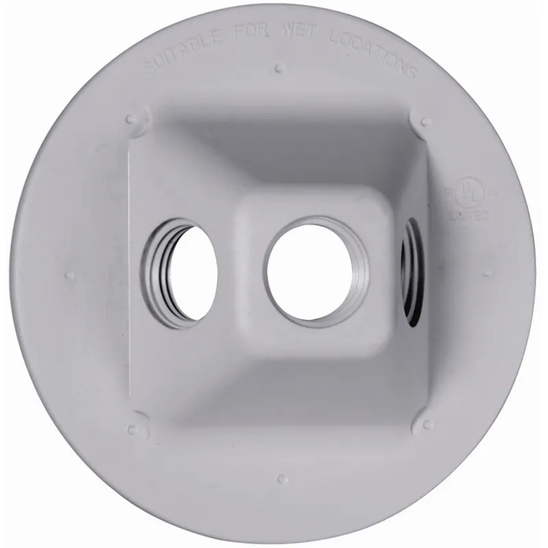 Weatherproof Cover, 4.25" Diameter, (3) 1/2" Outlets, Polycarbonate, Gray