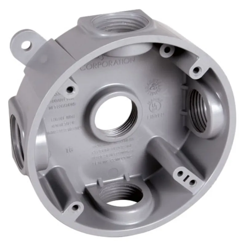 Weatherproof Box, 4.25" Diameter, (5) 3/4" Outlets, Polycarbonate, Gray