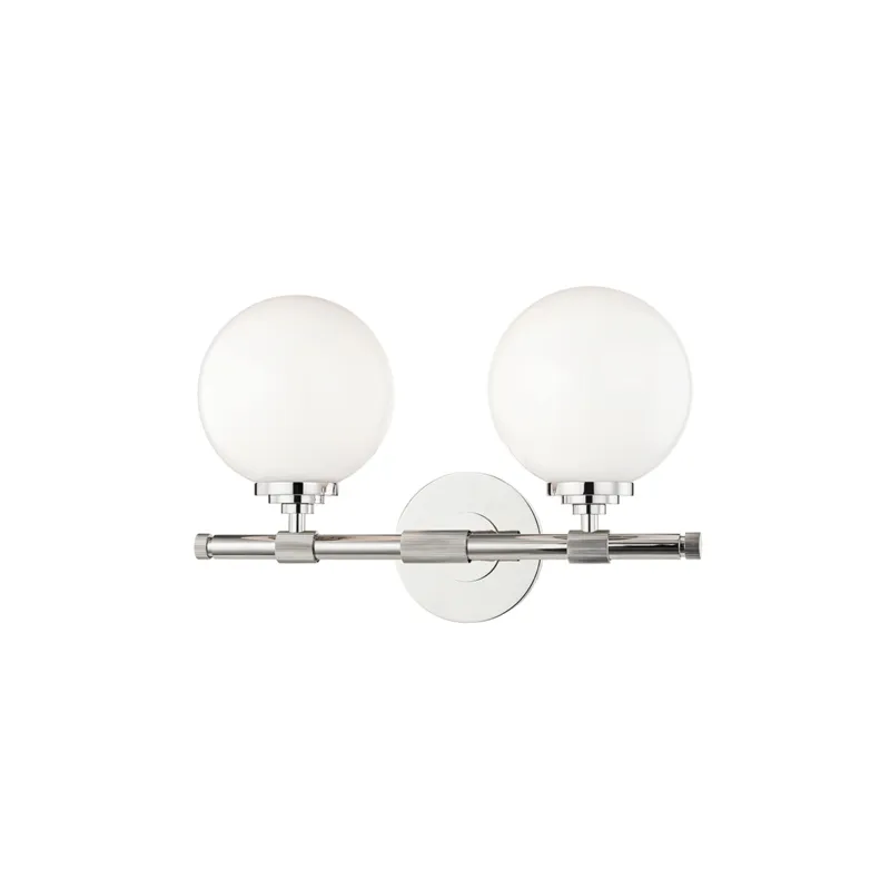 Bowery 2 Light 15 inch Polished Nickel Bath Bracket Wall Light