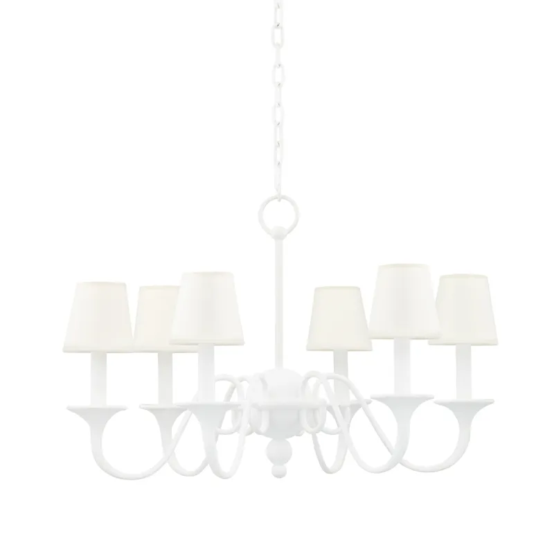 Windsor 6 Light 29.5 inch White Plaster Chandelier Ceiling Light