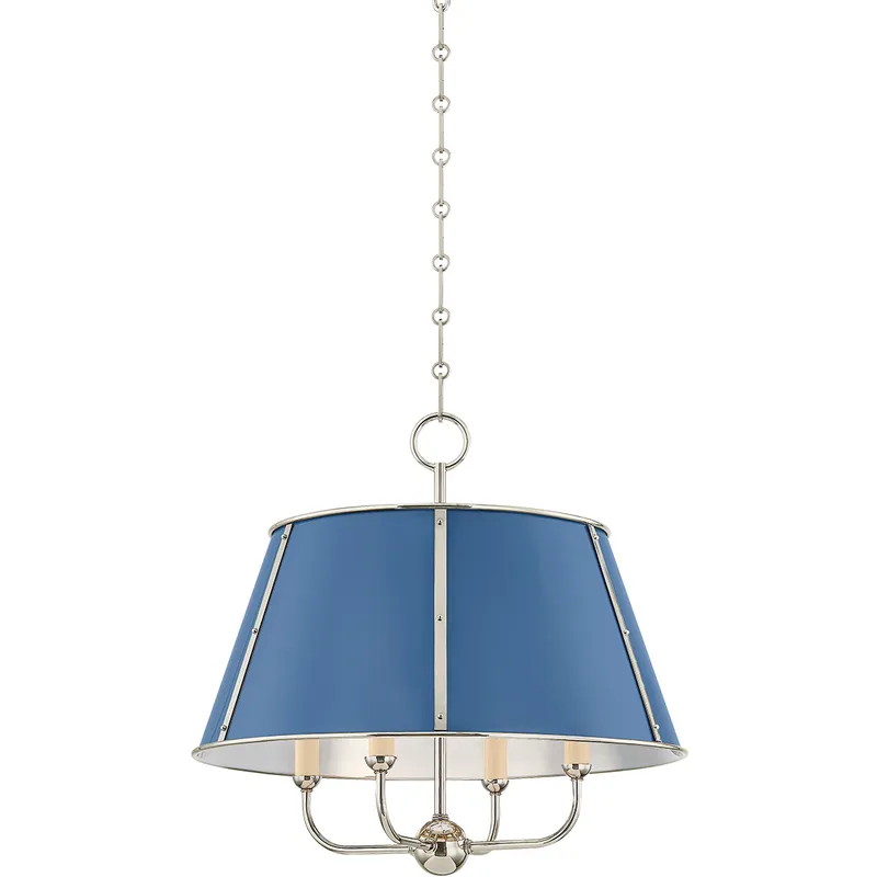Cambridge 4 Light 20.25 inch Polished Nickel/Soft French Blue Chandelier Ceiling Light