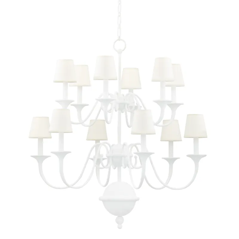 Windsor 12 Light 38 inch White Plaster Chandelier Ceiling Light