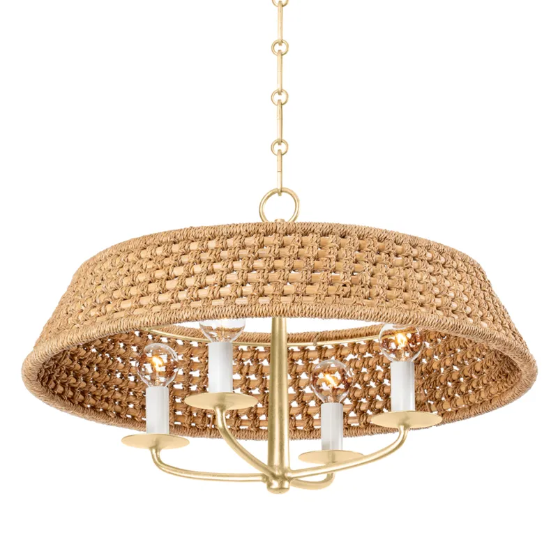 Bradley 4 Light 22 inch Vintage Gold Leaf Chandelier Ceiling Light