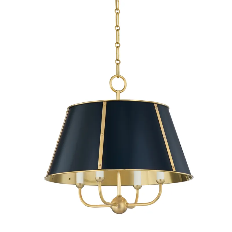 Cambridge 4 Light 20.25 inch Aged Brass/Darkest Blue Chandelier Ceiling Light