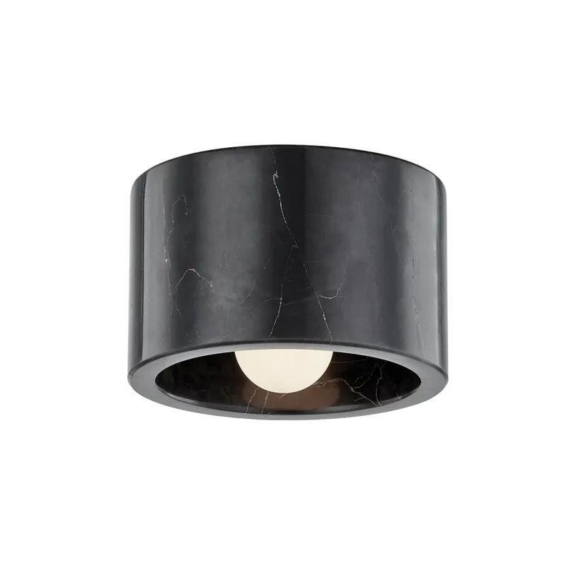 Loris 1 Light 6.25 inch Polished Nickel Flush Mount / Wall Light Ceiling Light in Black Marble