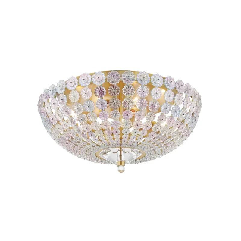 Floral Park 4 Light 16.5 inch Aged Brass Flush Mount Ceiling Light