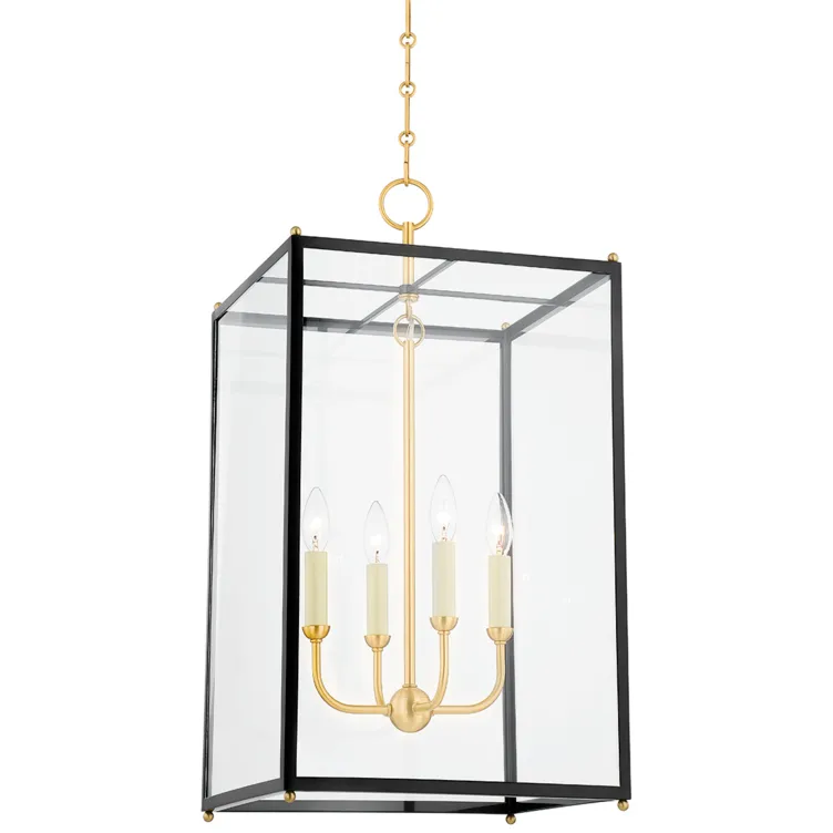 Chaselton 4 Light 15 inch Aged Brass/Darkest Blue Hanging Lantern Ceiling Light
