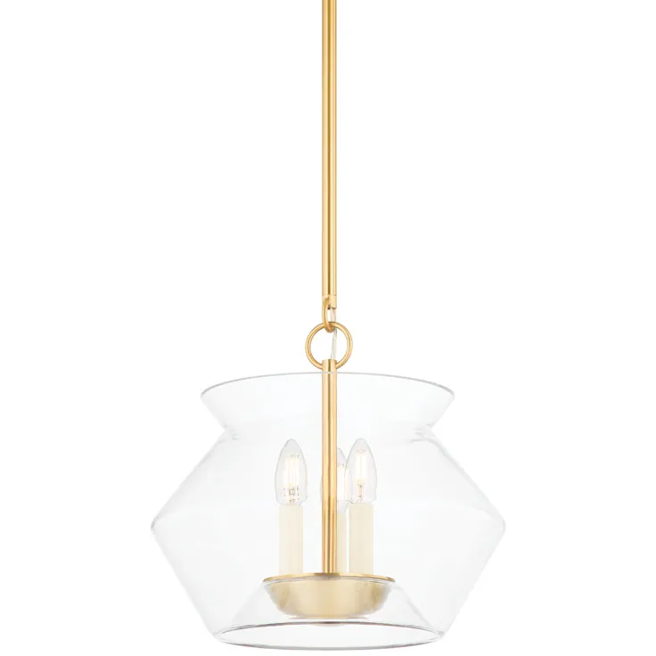 Edmonton 3 Light 15 inch Aged Brass Hanging Lantern Ceiling Light