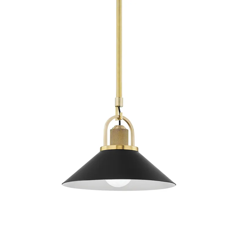 Syosset 1 Light 12 inch Aged Brass / Black Pendant Ceiling Light