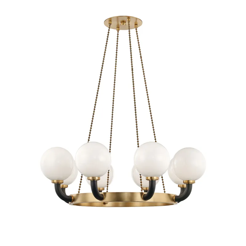 Werner 8 Light 46 inch Aged Brass / Black Pendant Ceiling Light