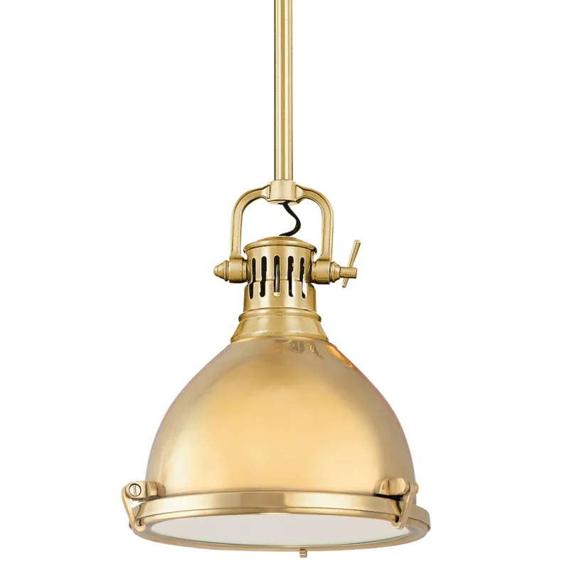 Pelham 1 Light 10.5 inch Aged Brass Pendant Ceiling Light