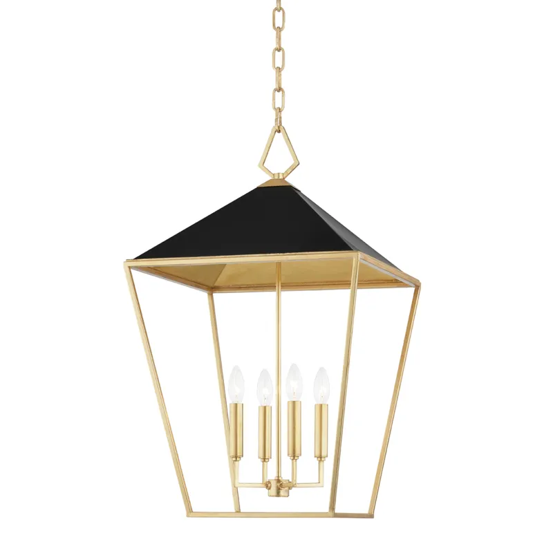 Paxton 4 Light 18 inch Gold Leaf / Black Pendant Ceiling Light