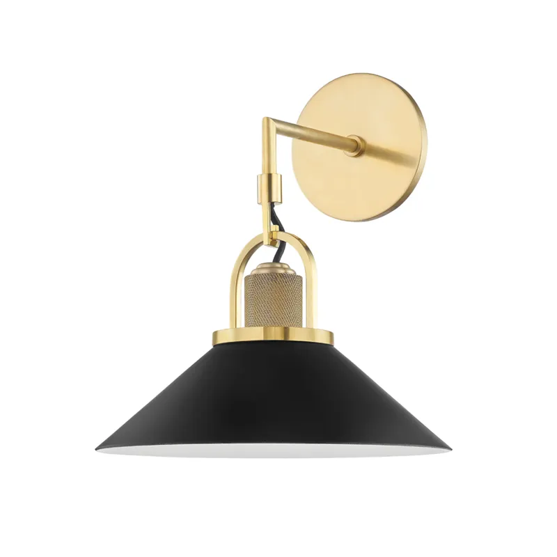 Syosset 1 Light 12 inch Aged Brass / Black Wall Sconce Wall Light
