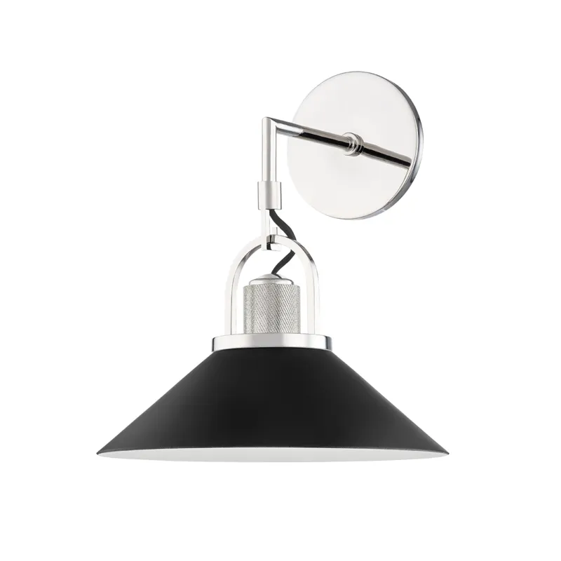 Syosset 1 Light 12 inch Polished Nickel / Black Wall Sconce Wall Light
