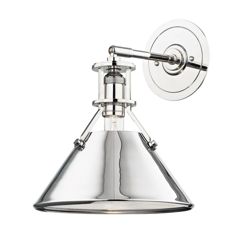 Metal No.2 1 Light 9.5 inch Polished Nickel Wall Sconce Wall Light