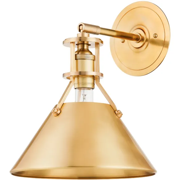 Metal No. 2 1 Light 9.5 inch Aged Brass Wall Sconce Wall Light