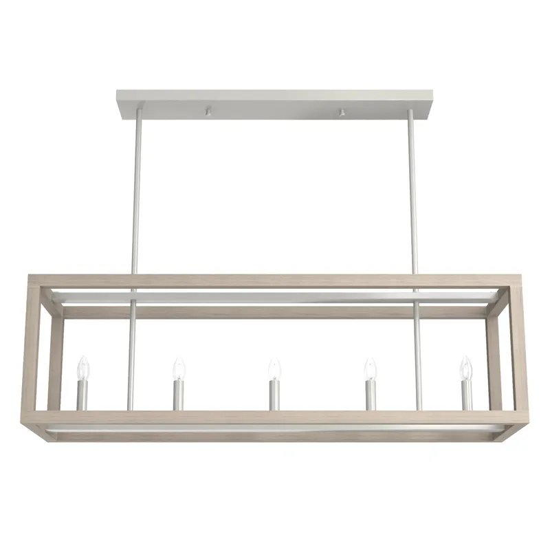 Squire Manor 5 Light 40 inch Brushed Nickel Linear Chandelier Ceiling Light
