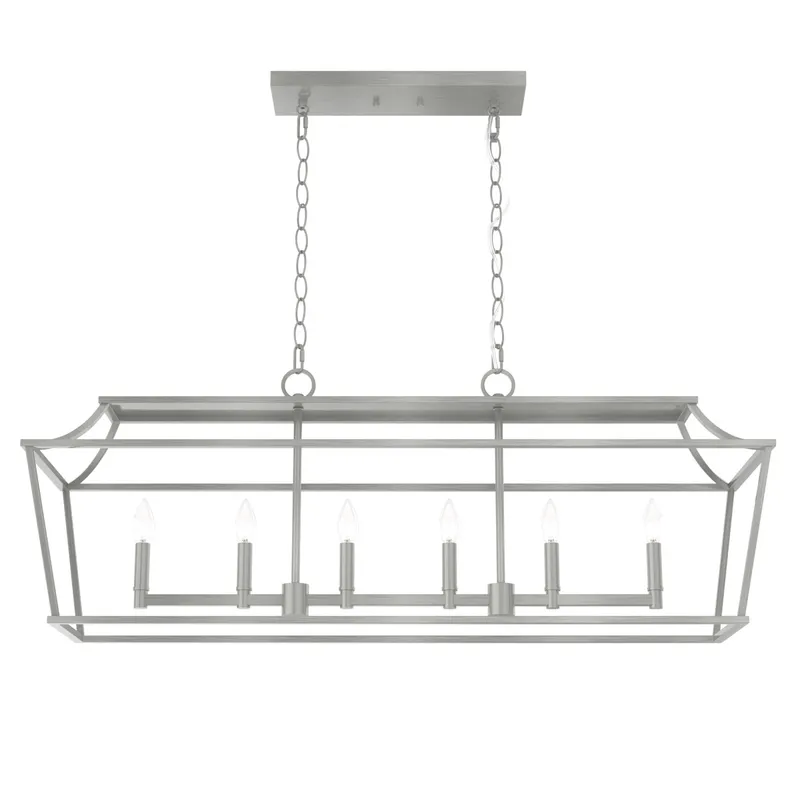 Laurel Ridge 6 Light 42 inch Brushed Nickel Linear Chandelier Ceiling Light