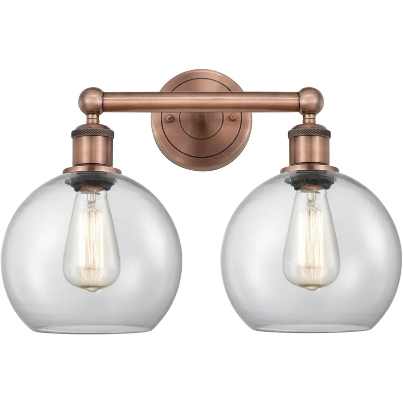 Athens 2 Light 17 inch Antique Copper Bath Vanity Light Wall Light in Clear