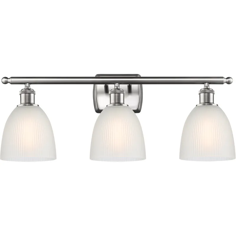 Ballston Castile 3 Light 26 inch Brushed Satin Nickel Bath Vanity Light Wall Light in White Glass, Ballston