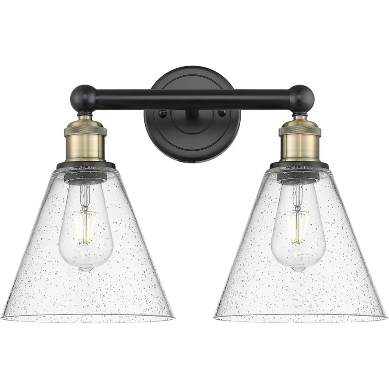 Berkshire 2 Light 17 inch Black Antique Brass Bath Vanity Light Wall Light in Seedy