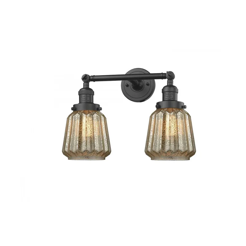 Franklin Restoration Chatham LED 16 inch Oil Rubbed Bronze Bath Vanity Light Wall Light in Mercury Glass, Franklin Restoration