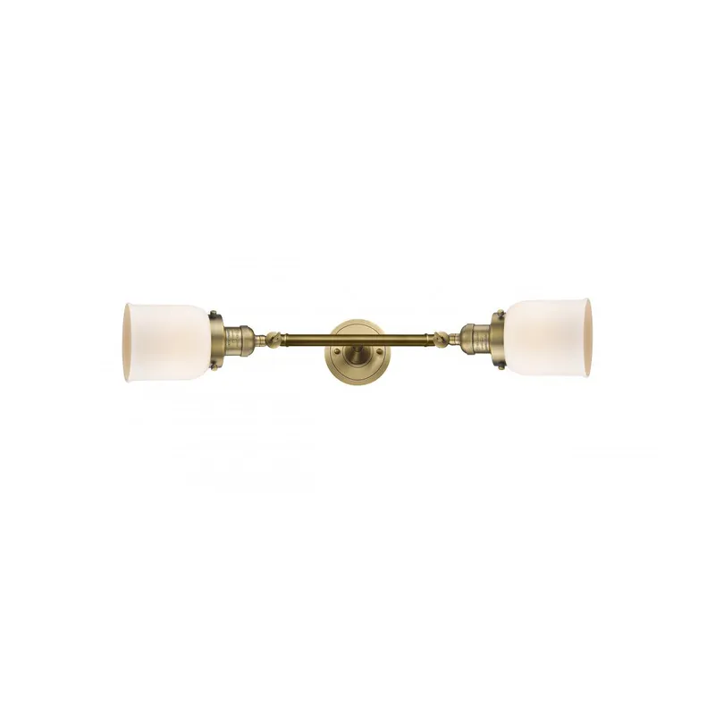 Franklin Restoration Small Bell LED 5 inch Brushed Brass Bath Vanity Light Wall Light in Matte White Glass, Franklin Restoration