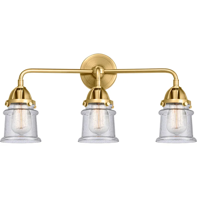 Nouveau 2 Small Canton LED 23.25 inch Satin Gold Bath Vanity Light Wall Light in Seedy Glass