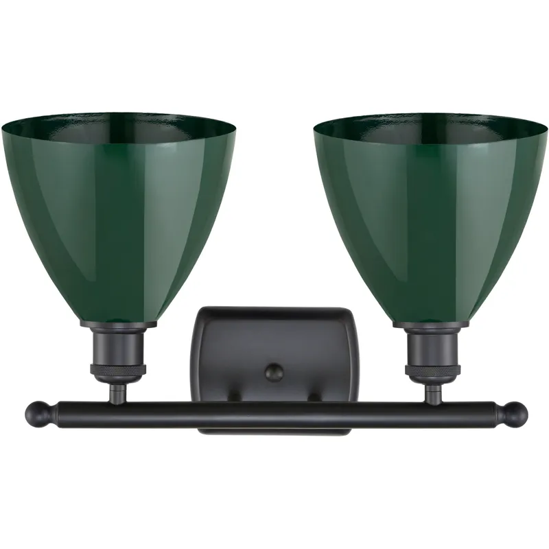 Ballston Plymouth Dome 2 Light 18 inch Matte Black Bath Vanity Light Wall Light in Matte Green