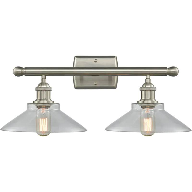 Ballston Orwell 2 Light 18 inch Brushed Satin Nickel Bath Vanity Light Wall Light in Clear Glass, Ballston
