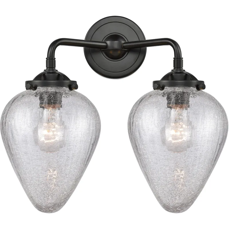 Nouveau Geneseo 2 Light 15 inch Black Antique Brass Bath Vanity Light Wall Light, Nouveau
