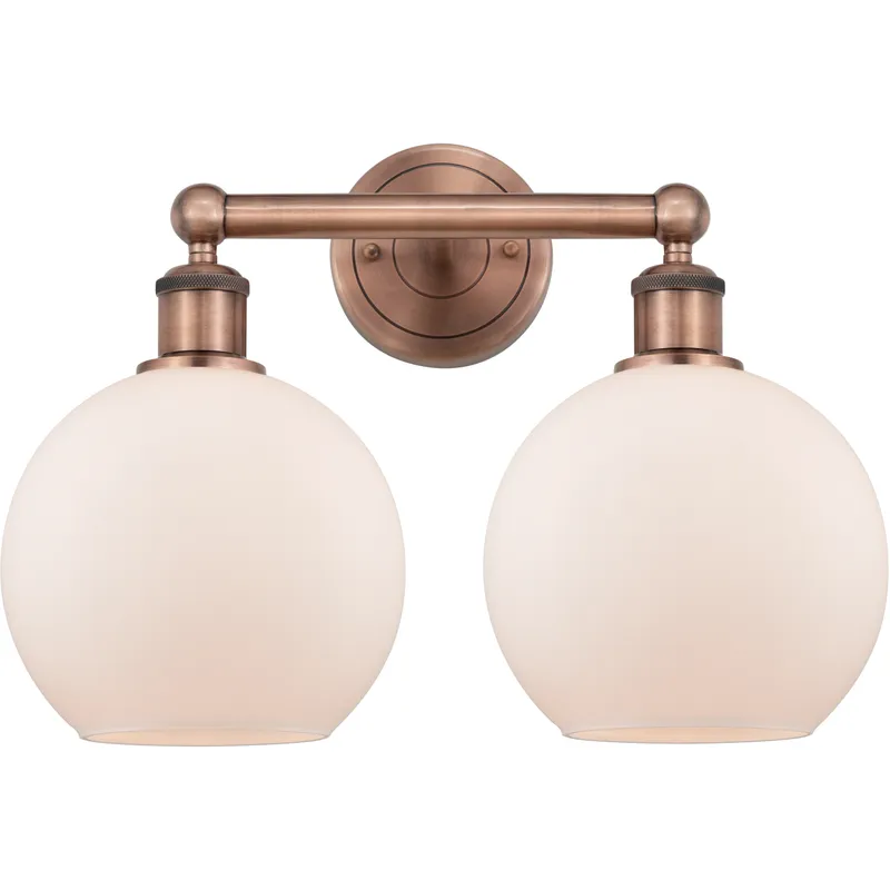 Athens 2 Light 17 inch Antique Copper Bath Vanity Light Wall Light in Matte White