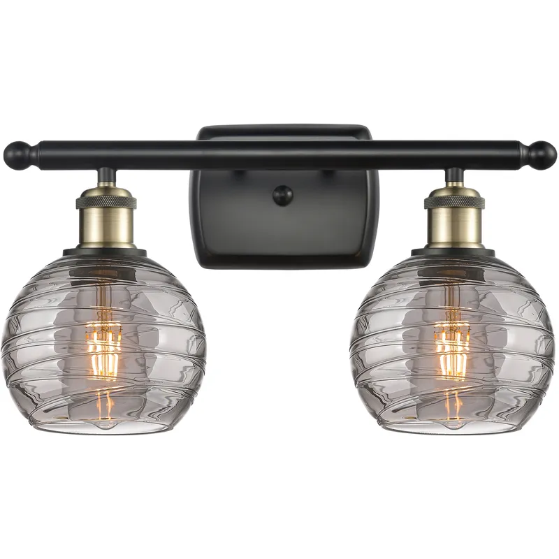 Ballston Athens Deco Swirl 2 Light 15.88 inch Black Antique Brass Bath Vanity Light Wall Light