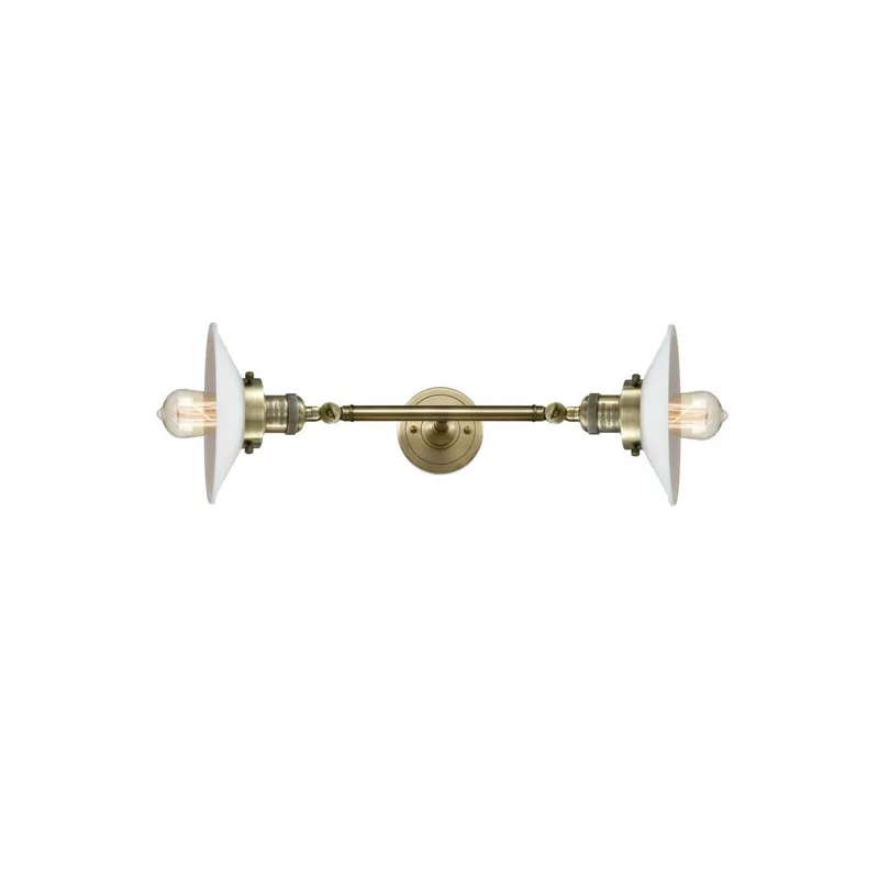 Franklin Restoration Halophane LED 9 inch Antique Brass Bath Vanity Light Wall Light in Matte White Halophane Glass, Franklin Restoration
