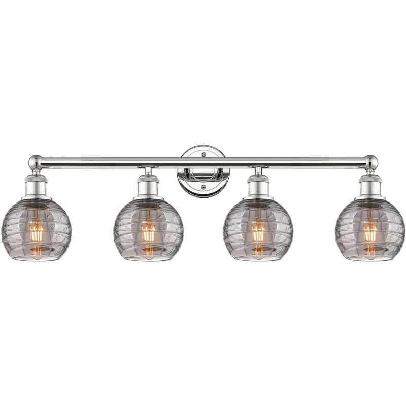Edison Athens Deco Swirl 4 Light 32.88 inch Polished Nickel Bath Vanity Light Wall Light