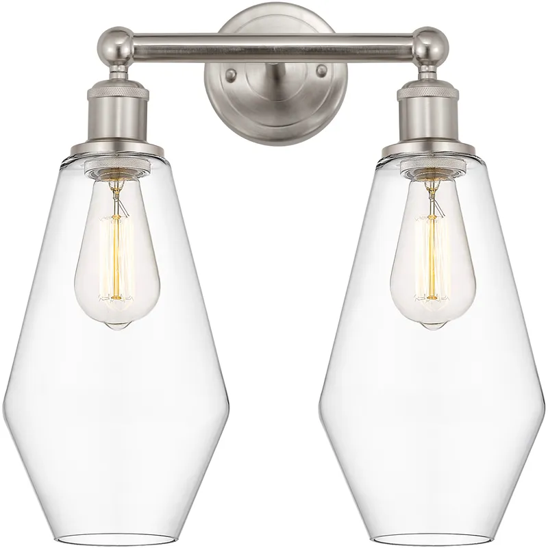 Cindyrella 2 Light 16 inch Brushed Satin Nickel Bath Vanity Light Wall Light in Clear Glass