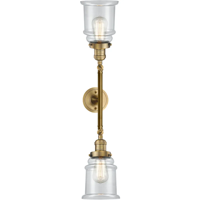 Franklin Restoration Canton 2 Light 17 inch Brushed Brass Bath Vanity Light Wall Light in Clear Glass, Franklin Restoration