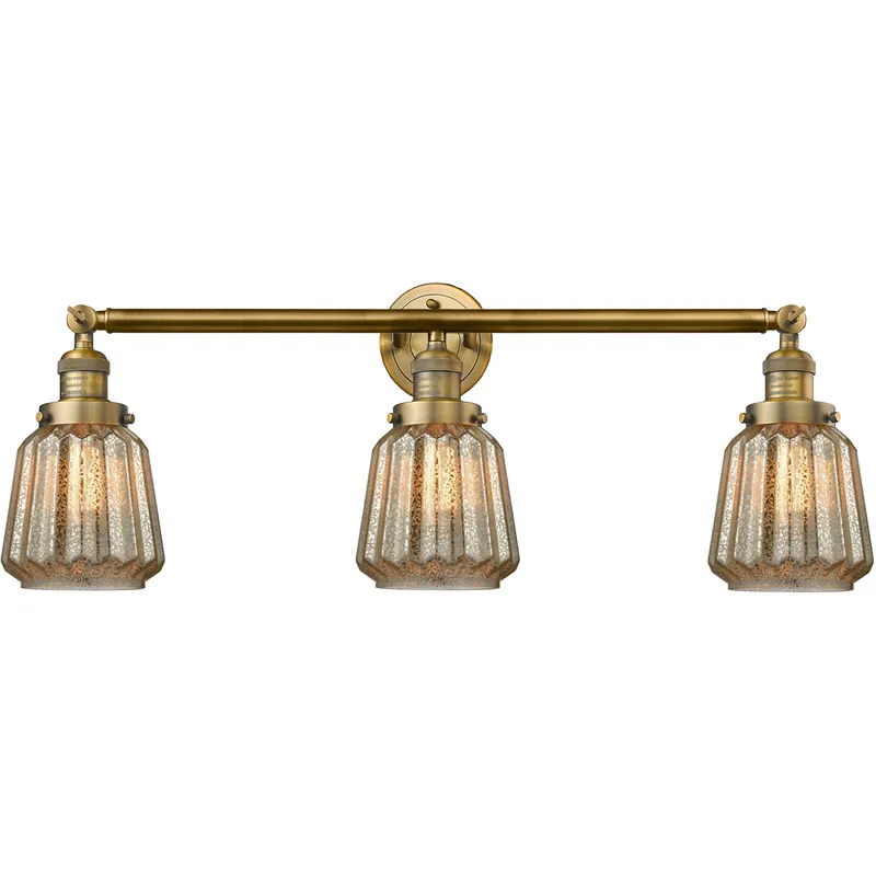 Franklin Restoration Chatham LED 30 inch Brushed Brass Bath Vanity Light Wall Light in Mercury Glass, Franklin Restoration