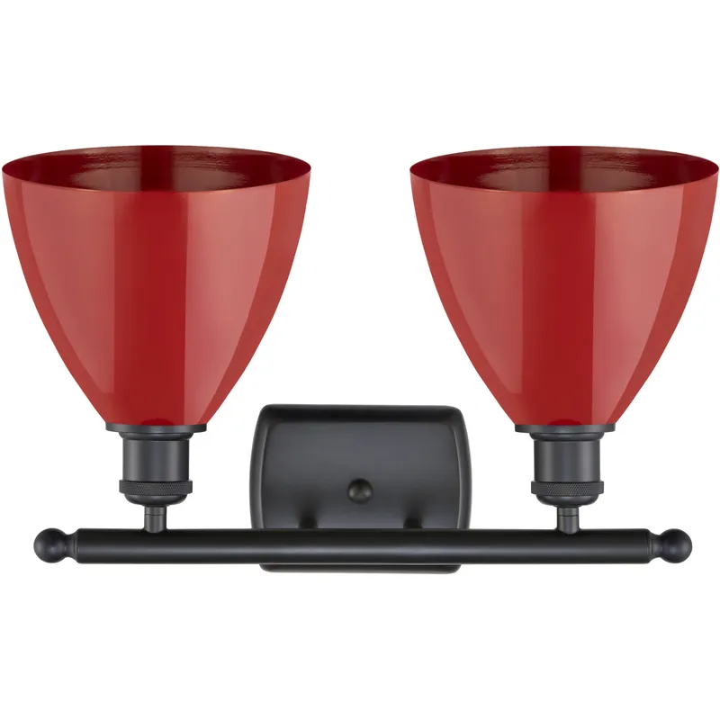 Ballston Plymouth Dome 2 Light 18 inch Matte Black Bath Vanity Light Wall Light in Matte Red