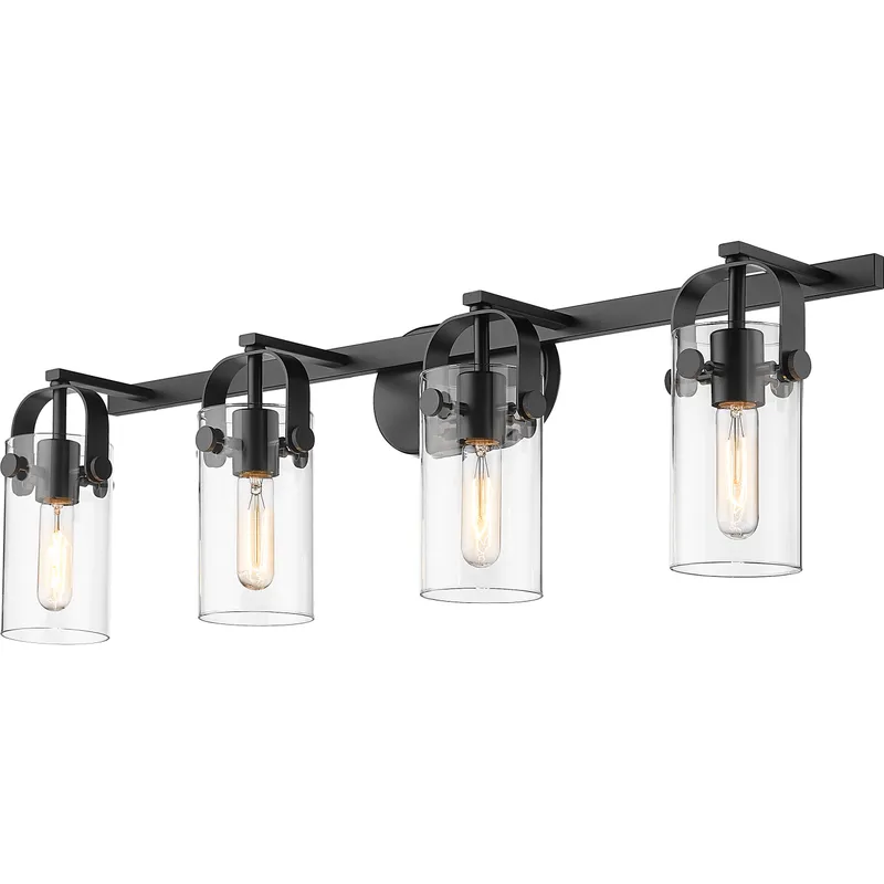 Pilaster 3 Light 34.88 inch Matte Black Bath Vanity Light Wall Light