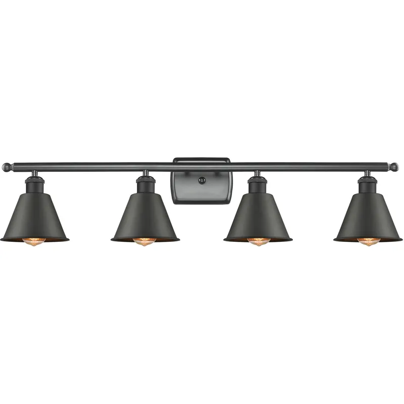Ballston Smithfield 4 Light 36 inch Matte Black Bath Vanity Light Wall Light, Ballston