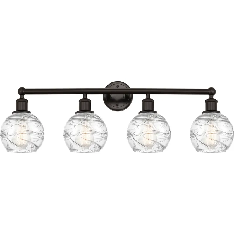 Edison Athens Deco Swirl 4 Light 33 inch Oil Rubbed Bronze Bath Vanity Light Wall Light