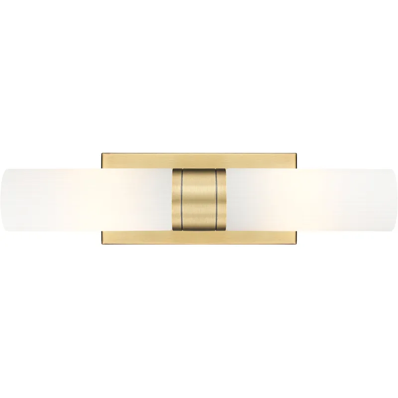 Ballston Urban 2 Light 18 inch Brushed Brass Bath Vanity Light Wall Light in Striped White Glass