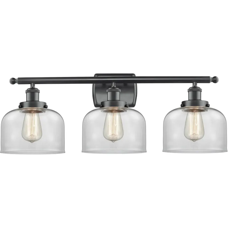 Ballston Large Bell LED 26 inch Matte Black Bath Vanity Light Wall Light in Clear Glass, Ballston